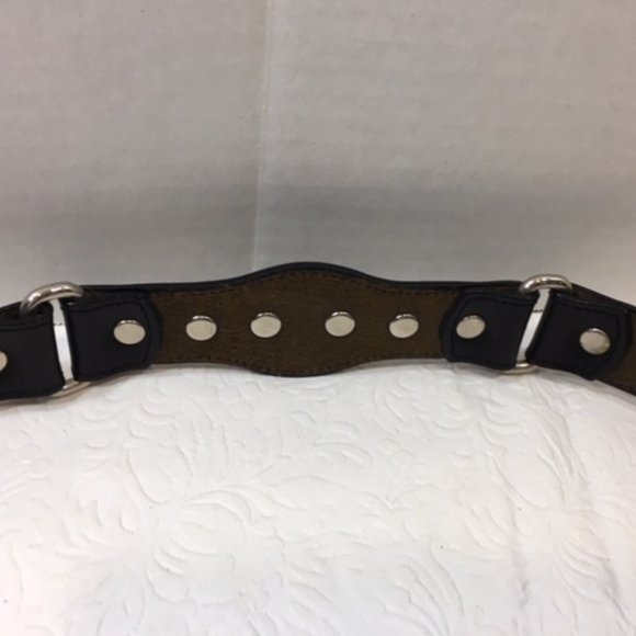 Vintage Nadim USA Silver Plated Medallions Western Black Rodeo Leather Belt main image 11